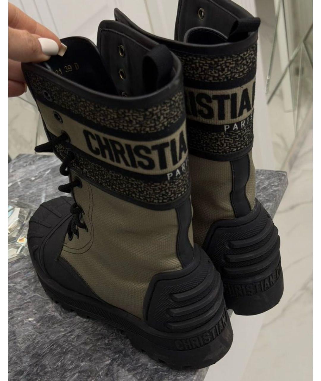 CHRISTIAN DIOR Бежевые текстильные ботинки, фото 3