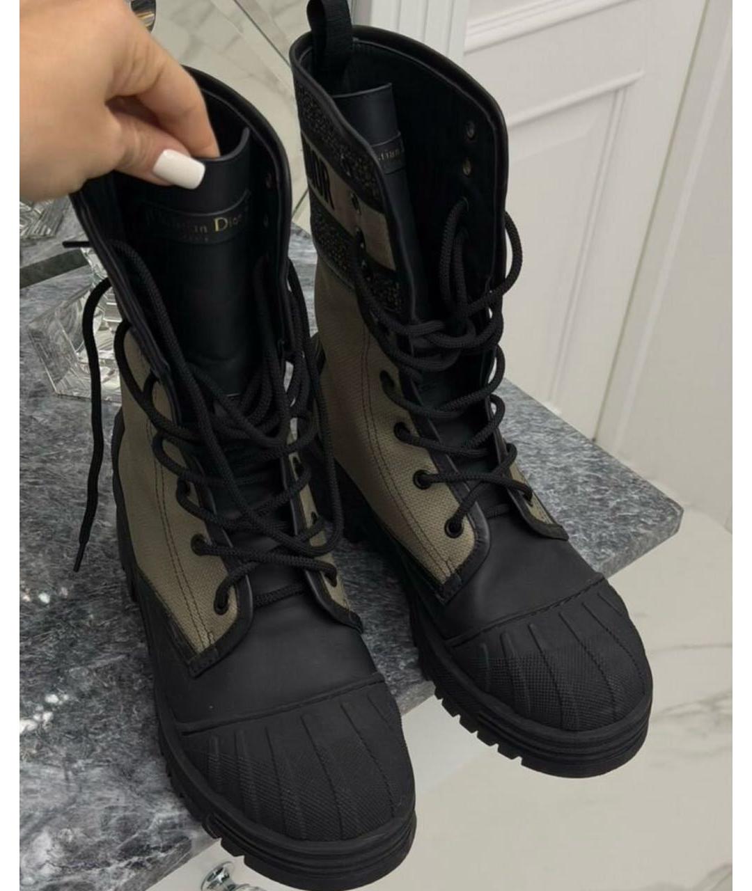 CHRISTIAN DIOR Бежевые текстильные ботинки, фото 5