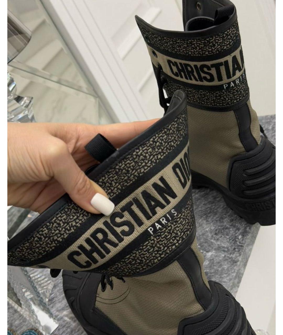 CHRISTIAN DIOR Бежевые текстильные ботинки, фото 4