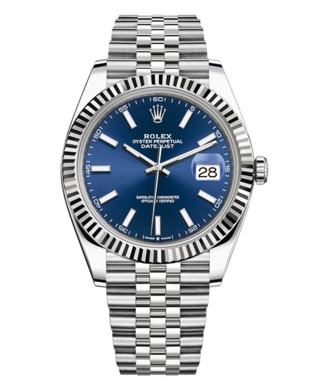 ROLEX Синие часы из белого золота, фото 1