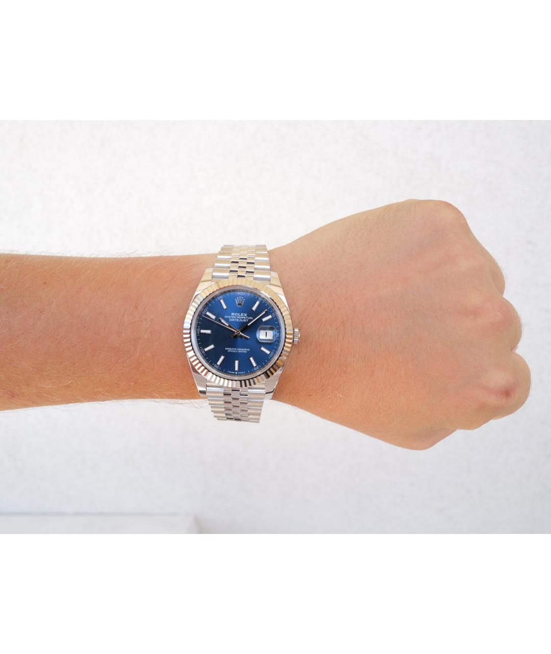 ROLEX Синие часы из белого золота, фото 4