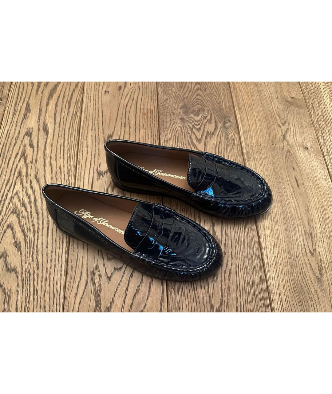 Age Of Innocence Темно-синие лоферы и мокасины из лакированной кожи, фото 5