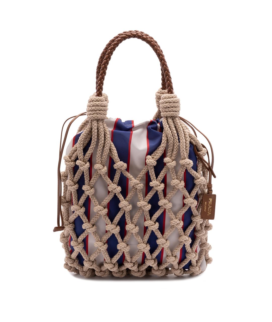 PRADA Бежевая хлопковая сумка с короткими ручками, фото 1