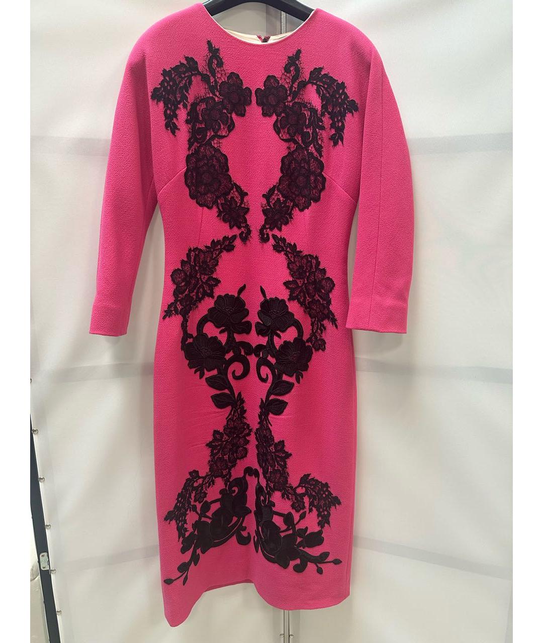 DOLCE&GABBANA Фуксия шерстяное коктейльное платье, фото 2