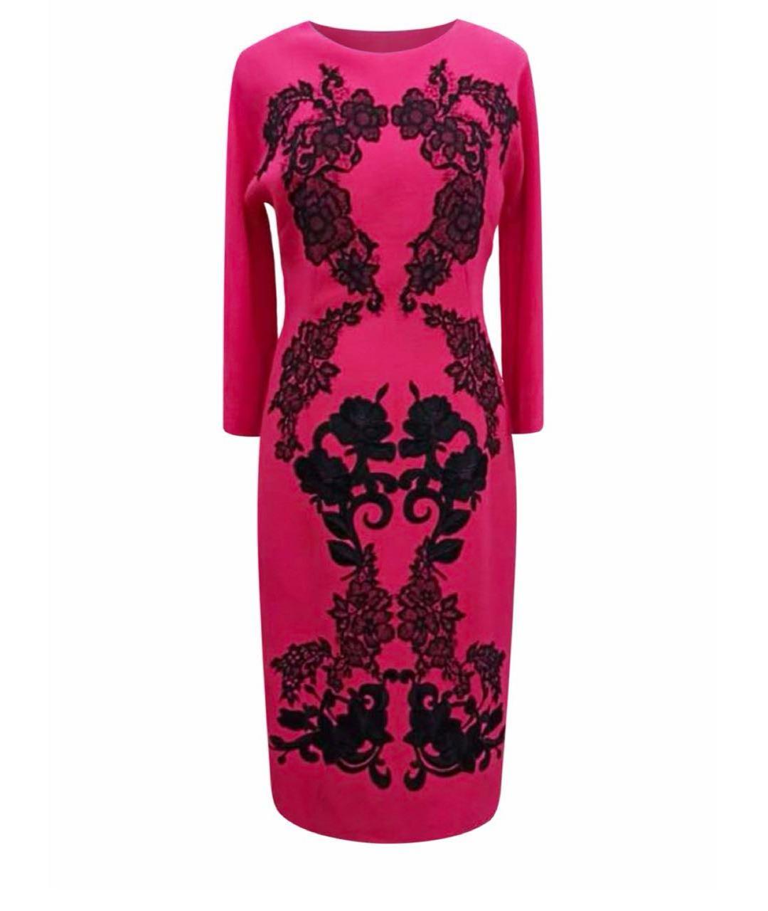 DOLCE&GABBANA Фуксия шерстяное коктейльное платье, фото 1