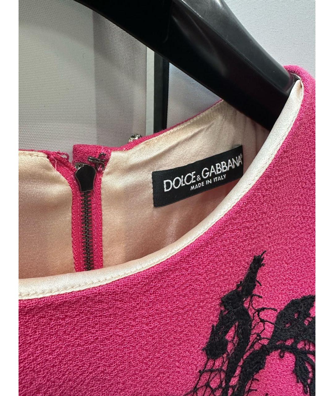 DOLCE&GABBANA Фуксия шерстяное коктейльное платье, фото 4