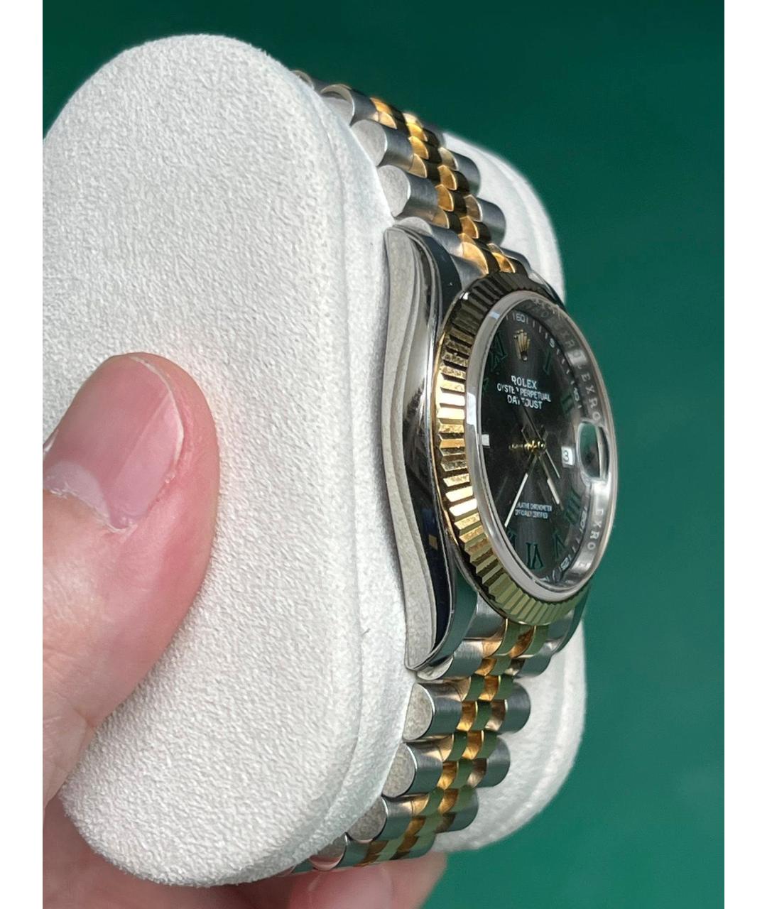 ROLEX Серые часы из желтого золота, фото 4