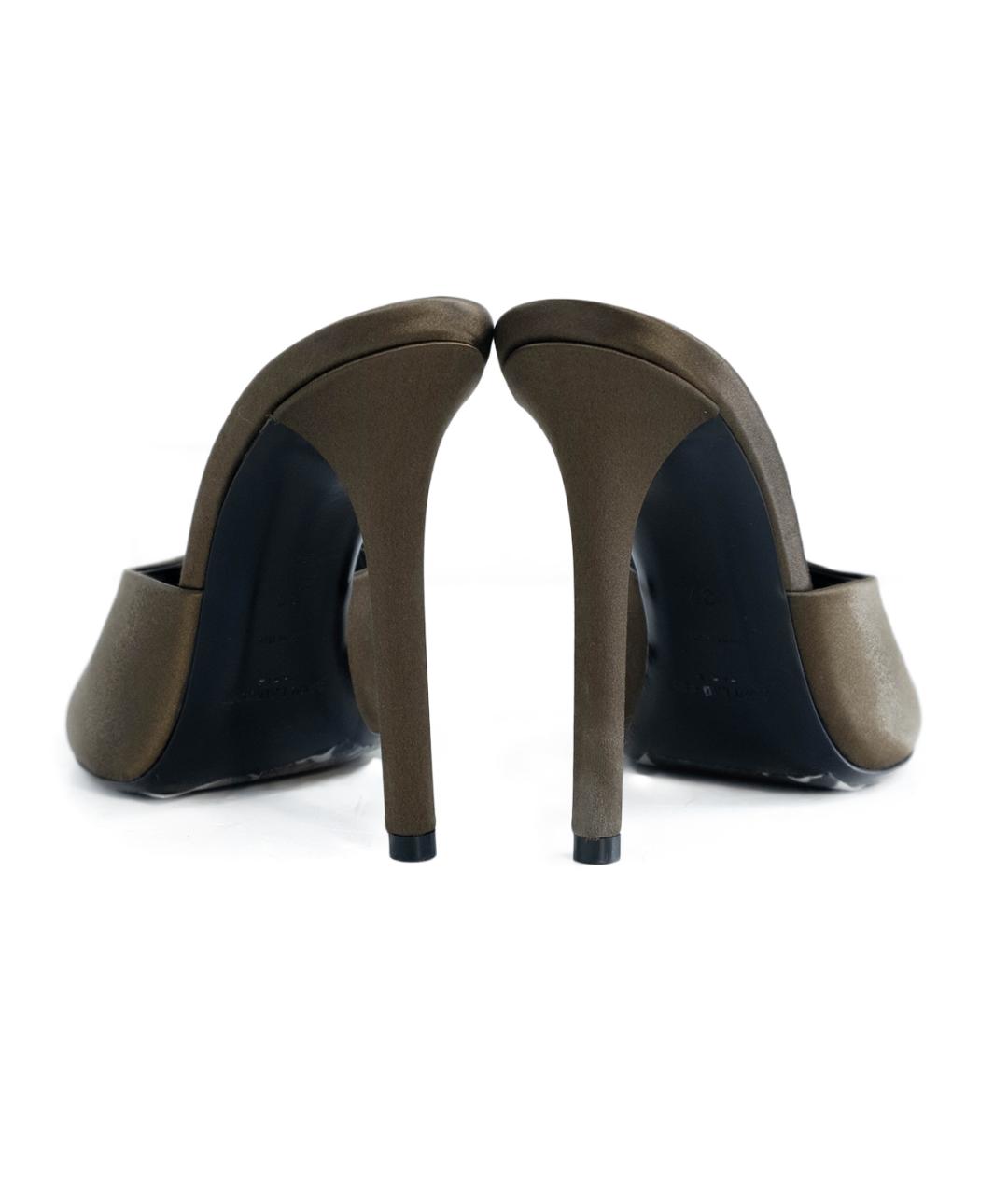 SAINT LAURENT Хаки кожаные мюли, фото 5