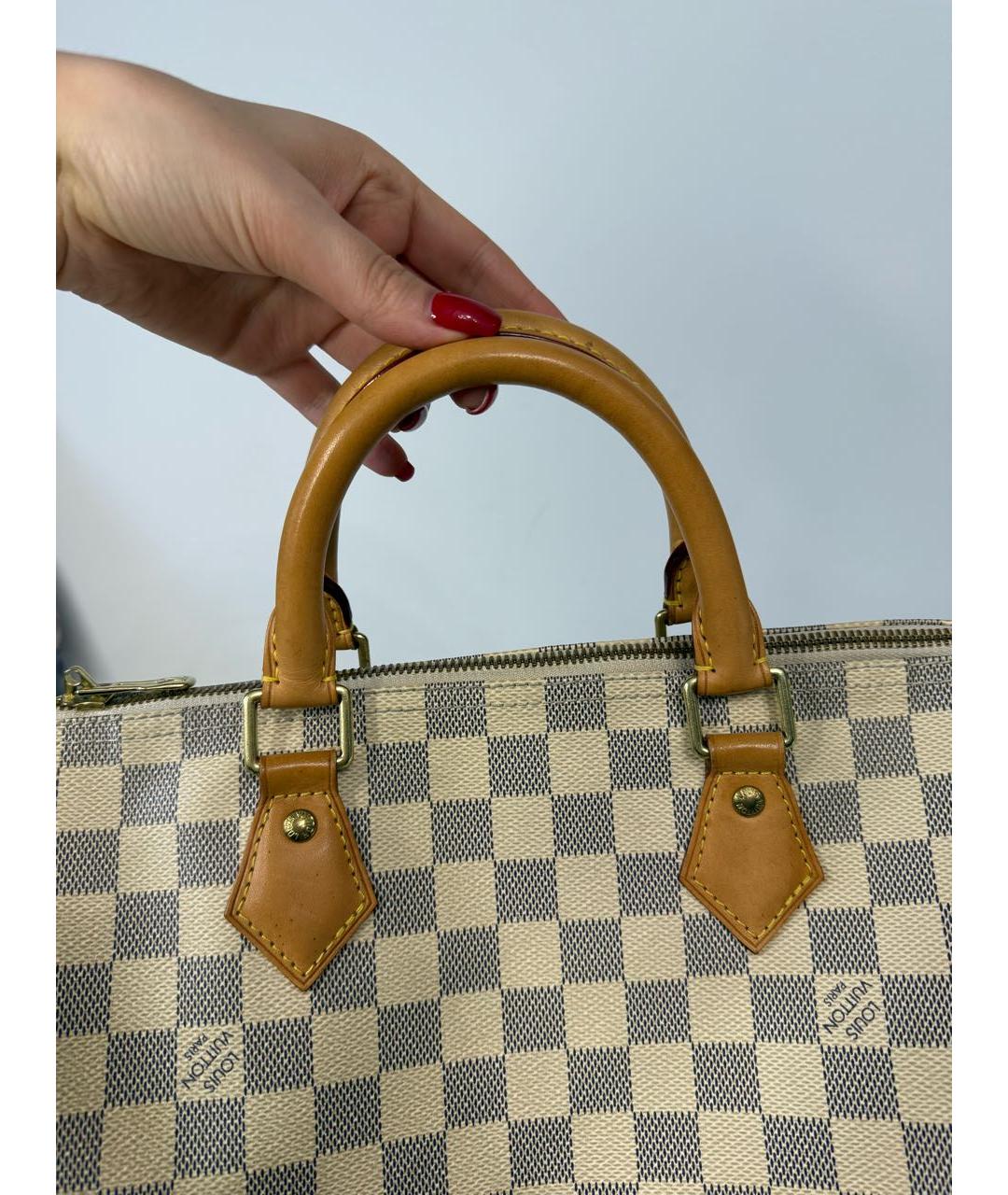 LOUIS VUITTON Бежевая кожаная сумка через плечо, фото 7