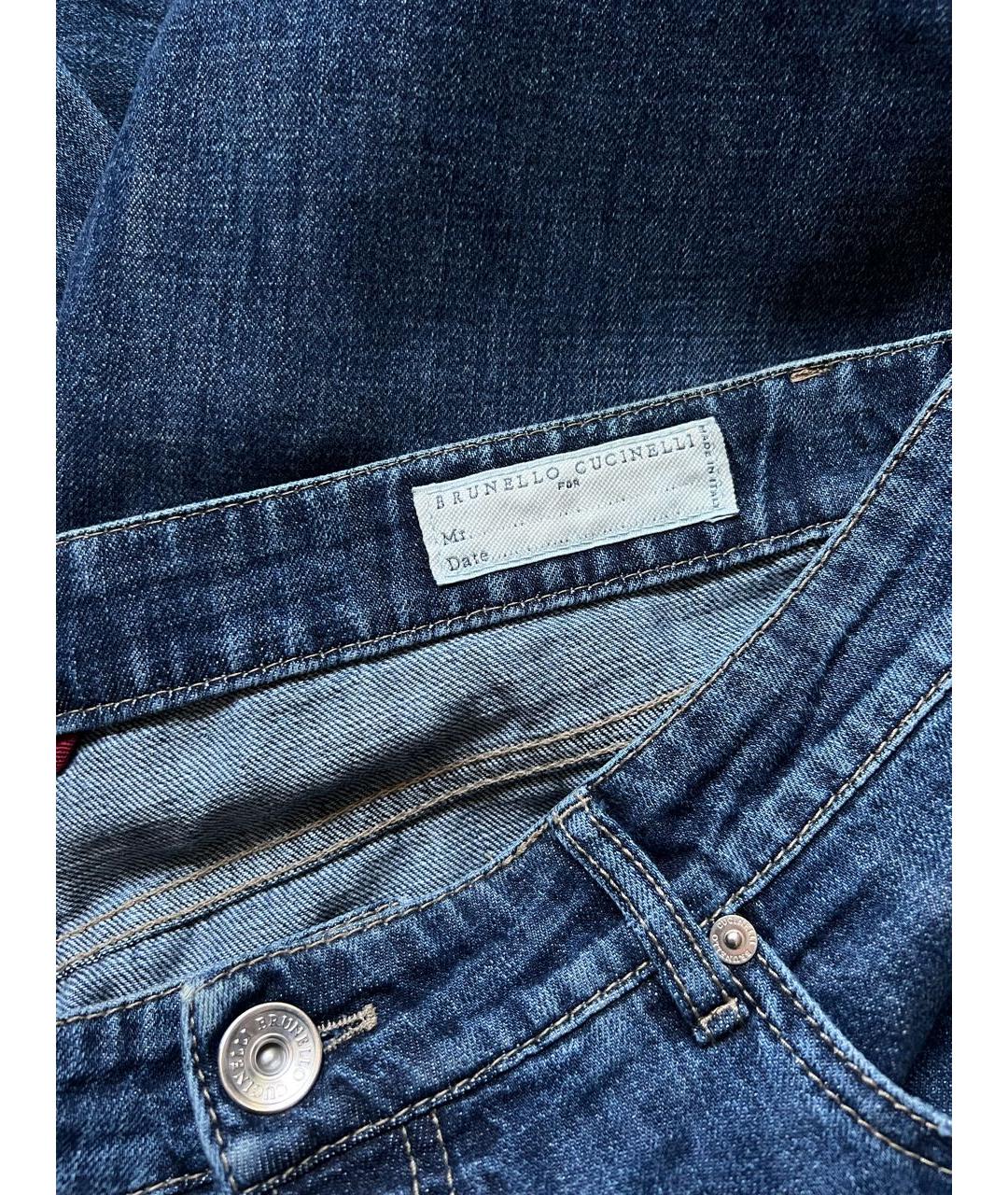 BRUNELLO CUCINELLI Синие хлопковые прямые джинсы, фото 4