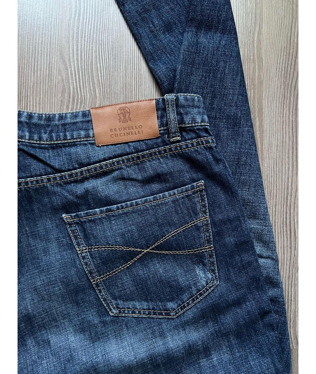 BRUNELLO CUCINELLI Синие хлопковые прямые джинсы, фото 2