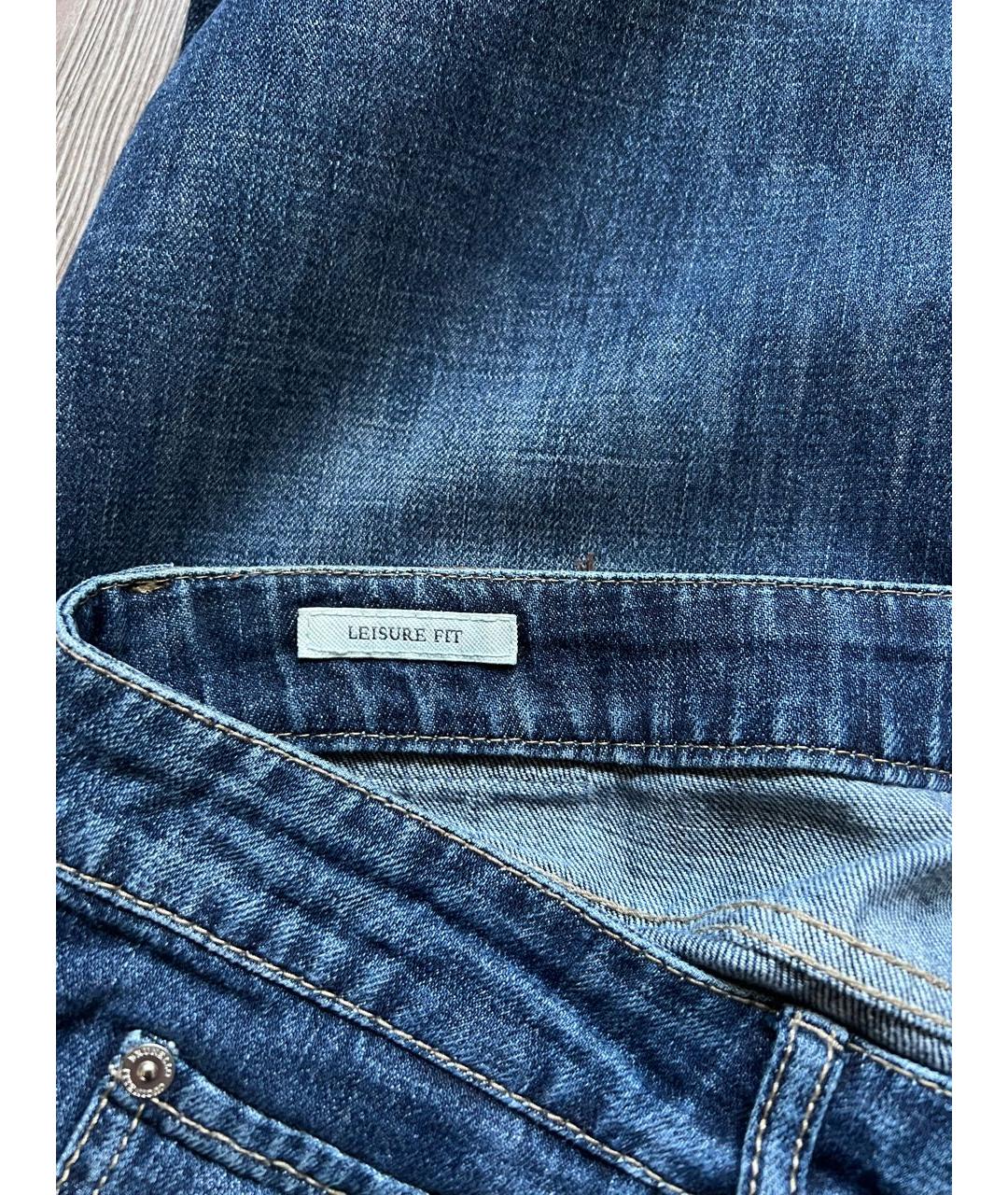 BRUNELLO CUCINELLI Синие хлопковые прямые джинсы, фото 3