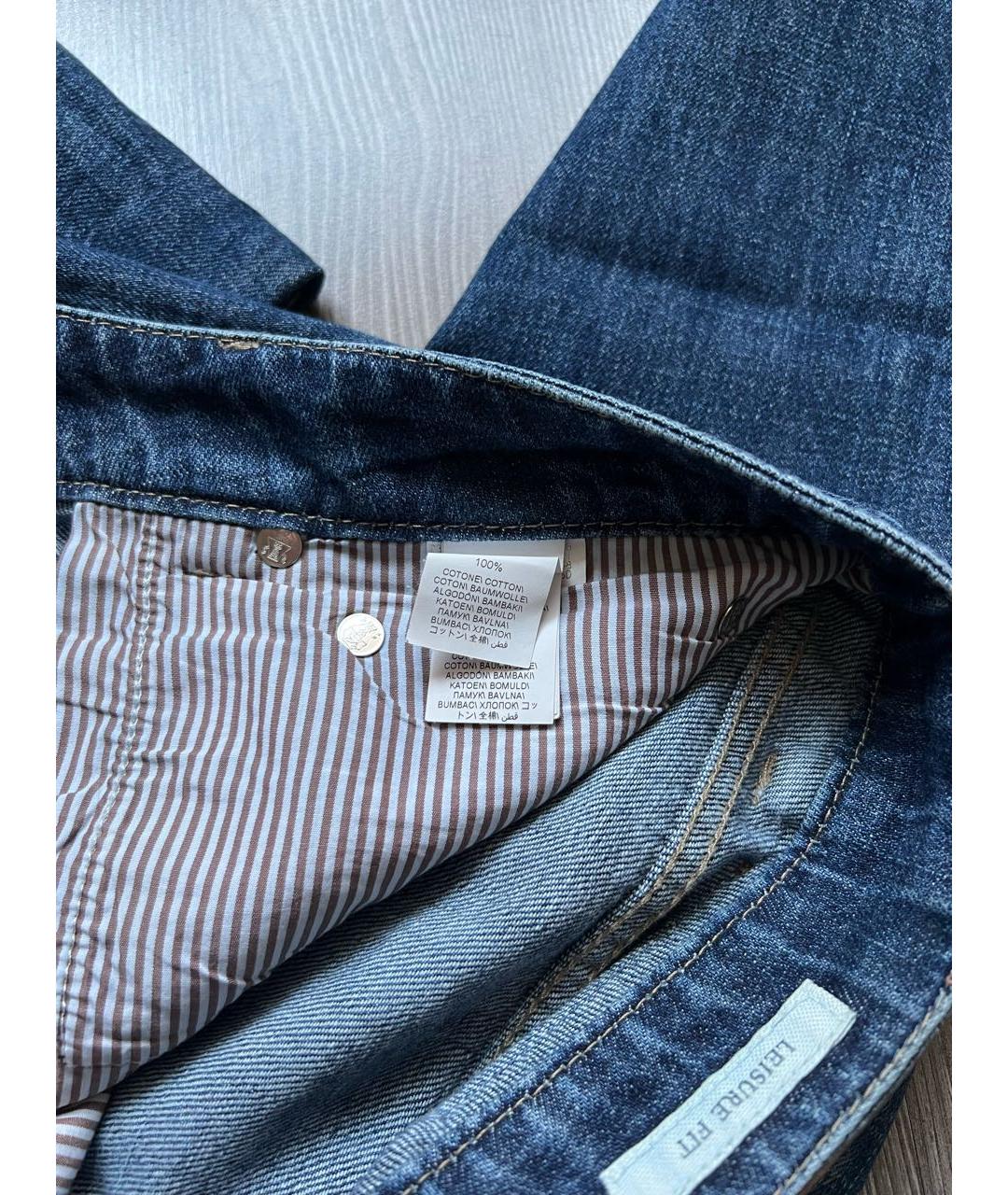 BRUNELLO CUCINELLI Синие хлопковые прямые джинсы, фото 6