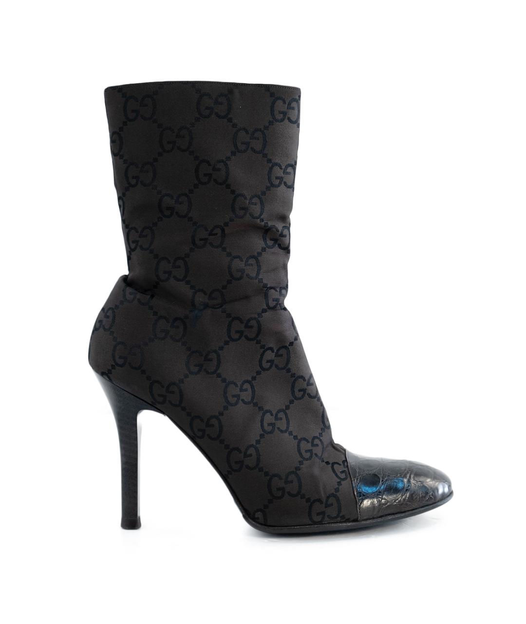 GUCCI Коричневые текстильные ботильоны, фото 1