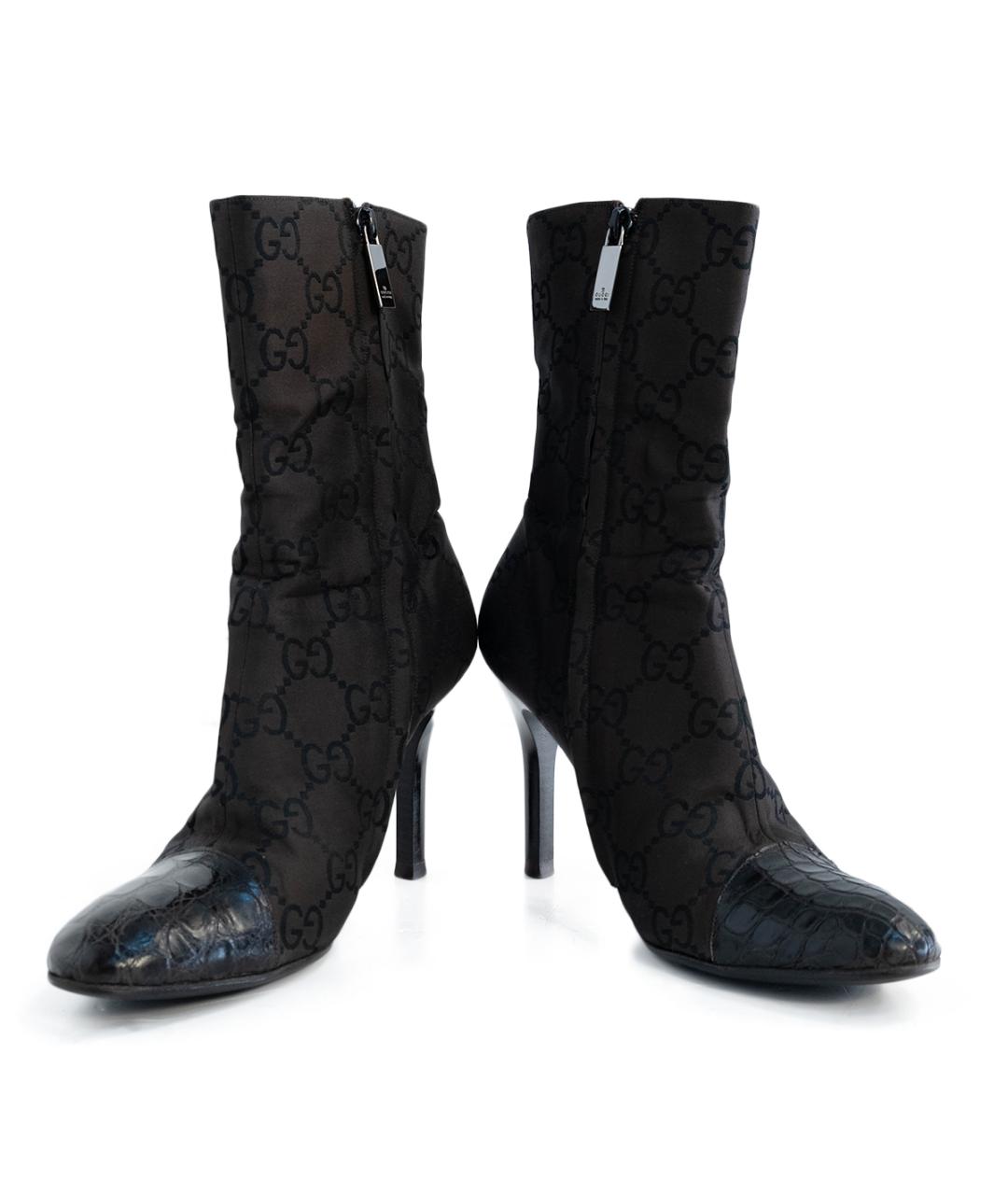 GUCCI Коричневые текстильные ботильоны, фото 4