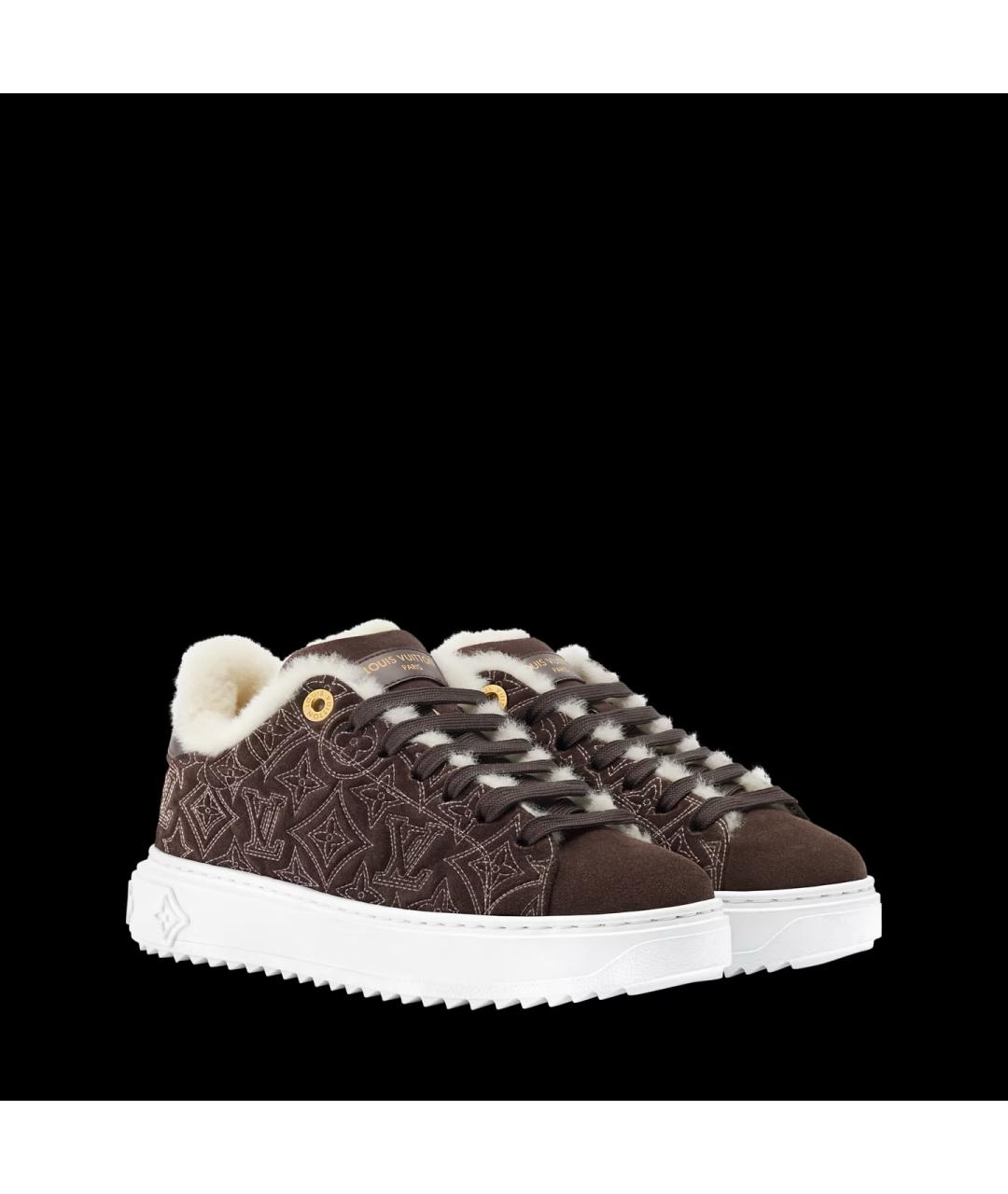 LOUIS VUITTON Коричневые замшевые кроссовки, фото 2