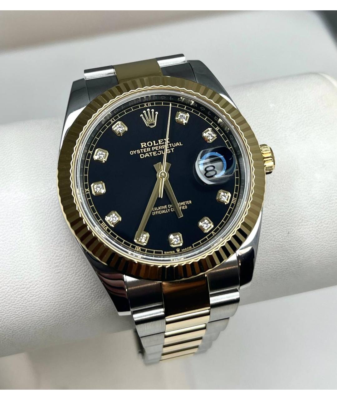 ROLEX Черные часы из желтого золота, фото 3