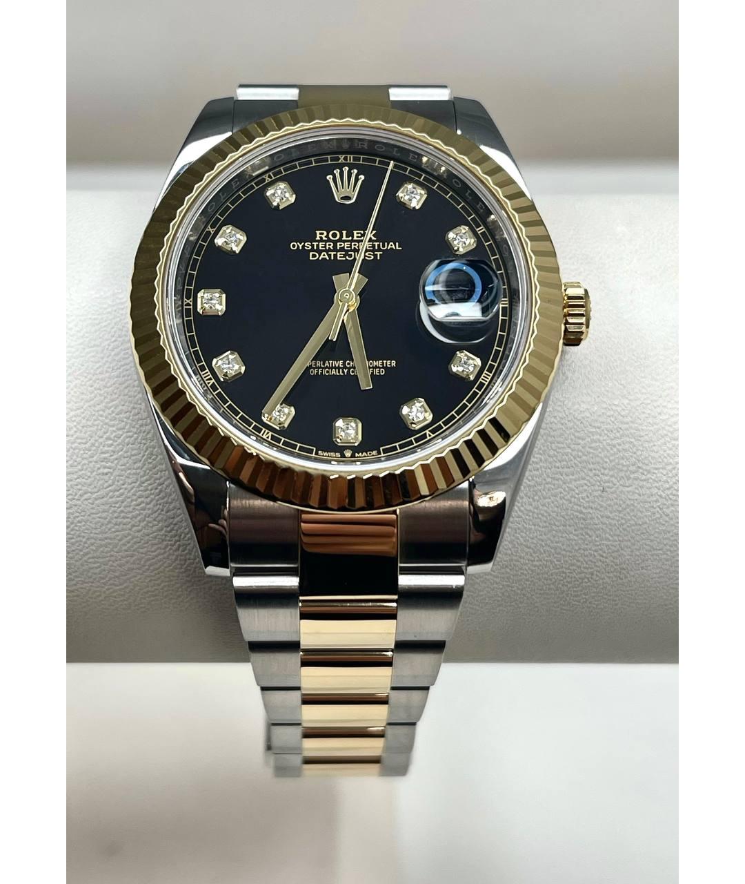 ROLEX Черные часы из желтого золота, фото 4