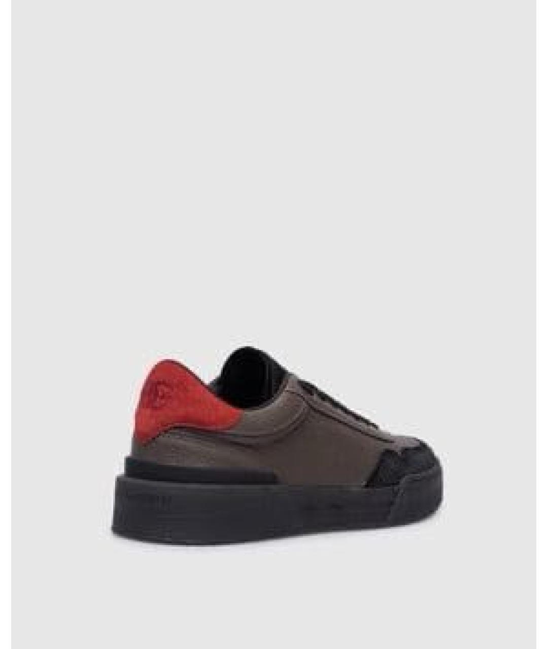 DOLCE&GABBANA Коричневые кожаные низкие кроссовки / кеды, фото 4