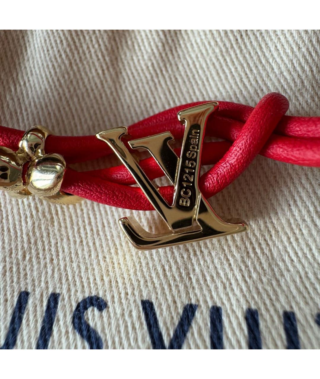 LOUIS VUITTON Красный кожаный браслет, фото 6