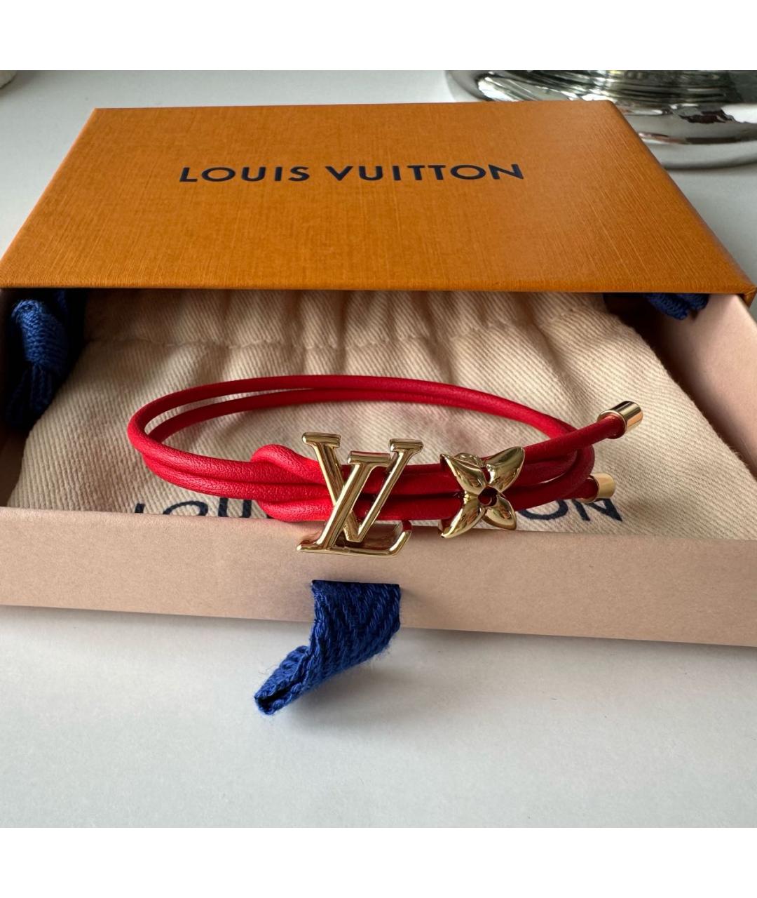 LOUIS VUITTON Красный кожаный браслет, фото 2