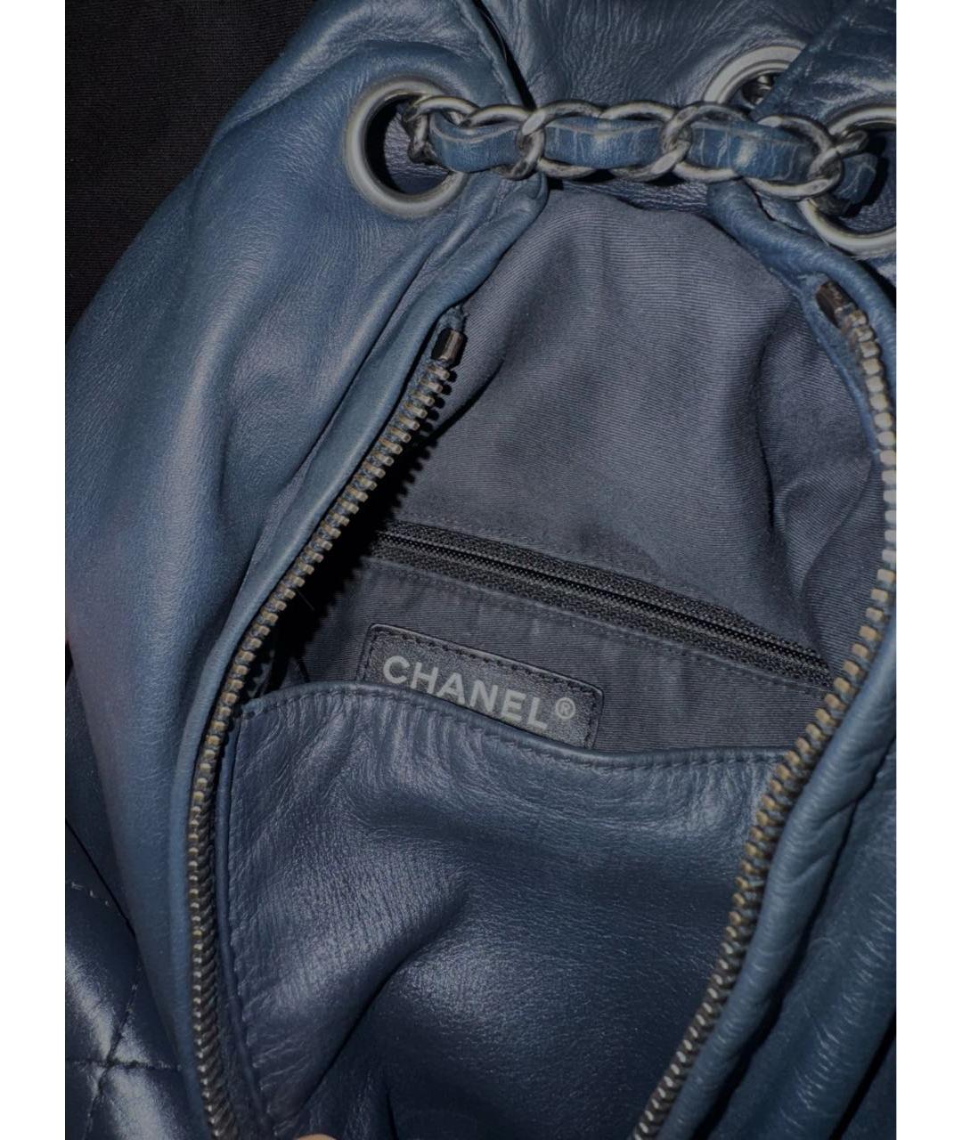 CHANEL Темно-синий кожаный рюкзак, фото 4