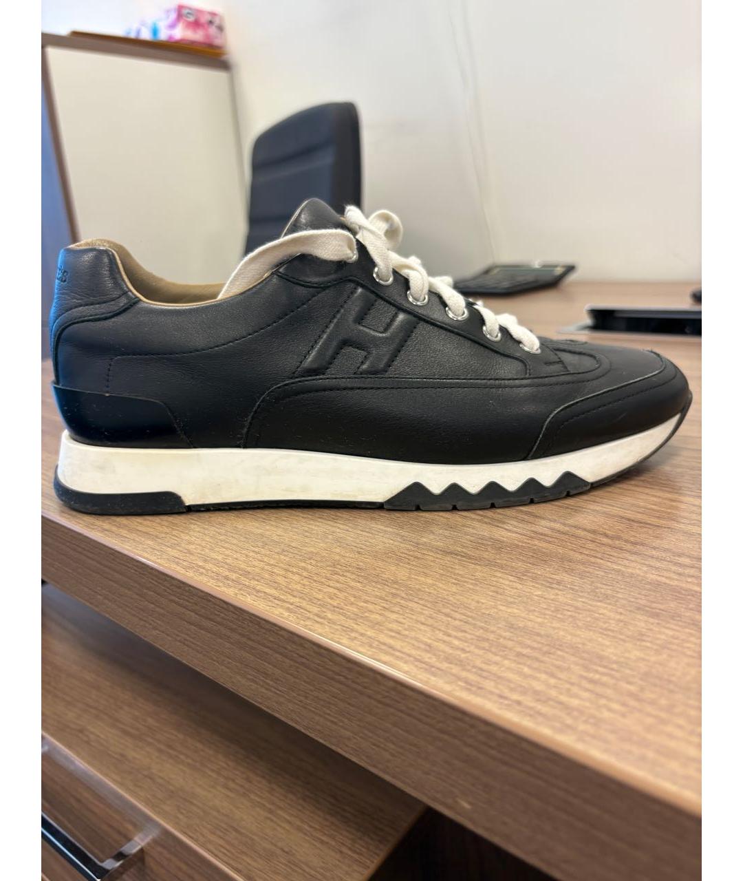 HERMES Черные кожаные низкие кроссовки / кеды, фото 5