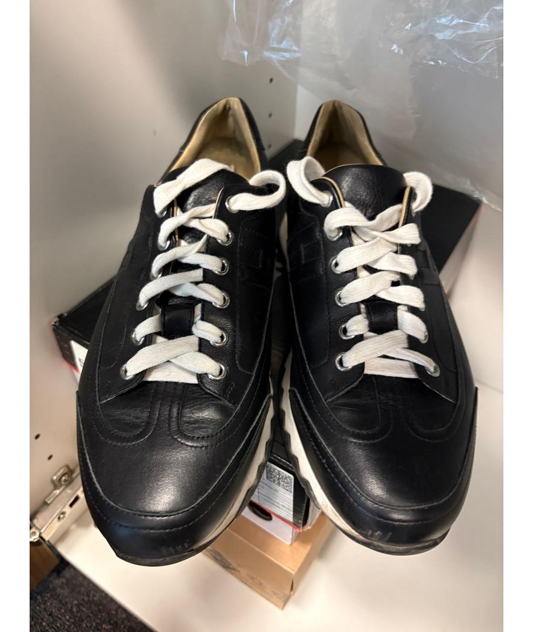 HERMES Черные кожаные низкие кроссовки / кеды, фото 2