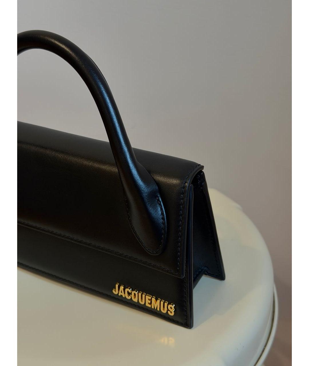 JACQUEMUS Черная кожаная сумка с короткими ручками, фото 4