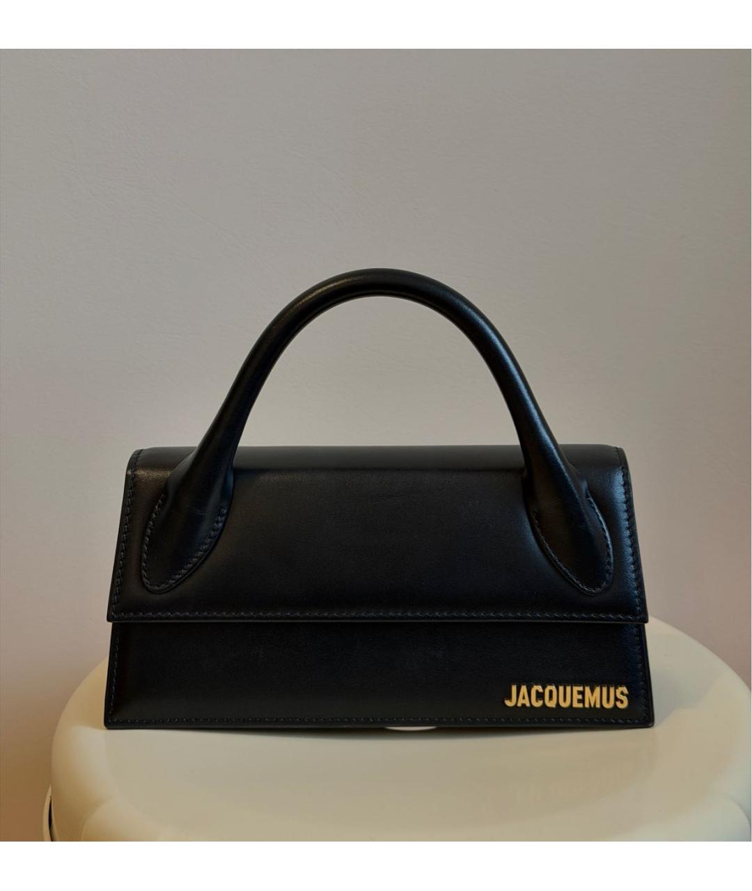 JACQUEMUS Черная кожаная сумка с короткими ручками, фото 7