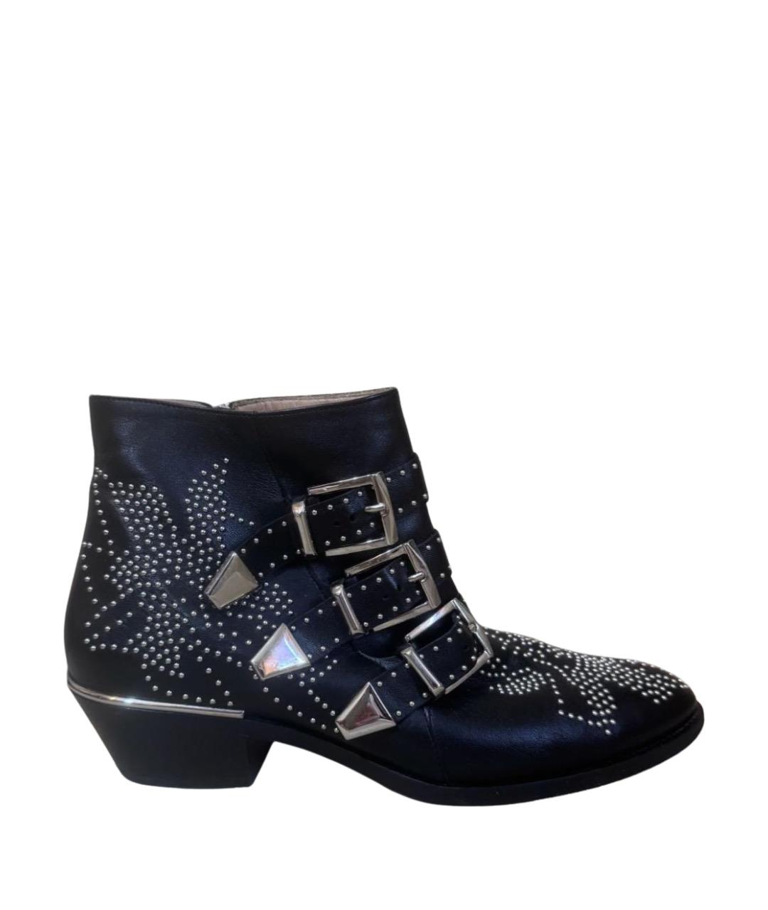 CHLOE Черные кожаные ботильоны, фото 1