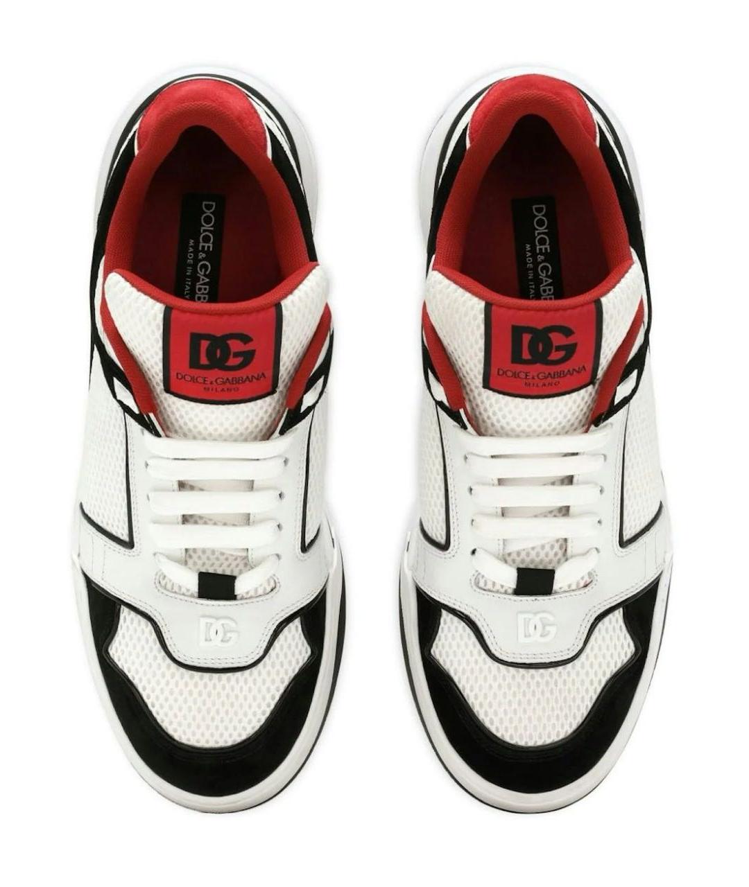 DOLCE&GABBANA Белые текстильные низкие кроссовки / кеды, фото 4