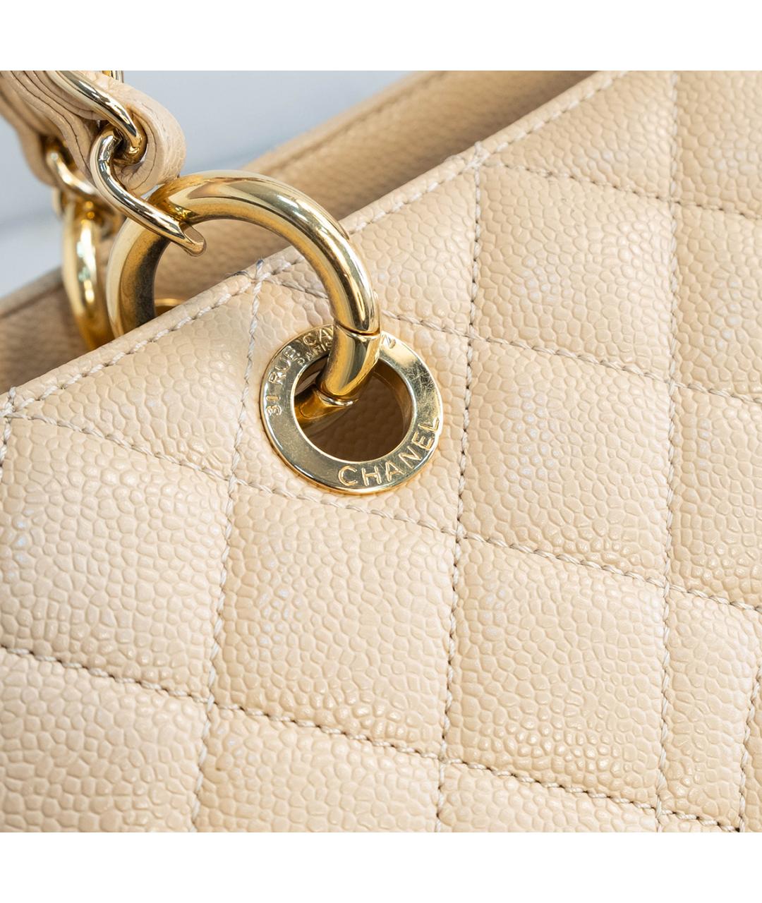 CHANEL Бежевая кожаная сумка тоут, фото 4