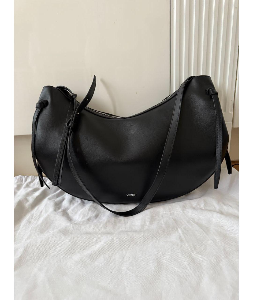 YUZEFI Черная кожаная сумка через плечо, фото 9