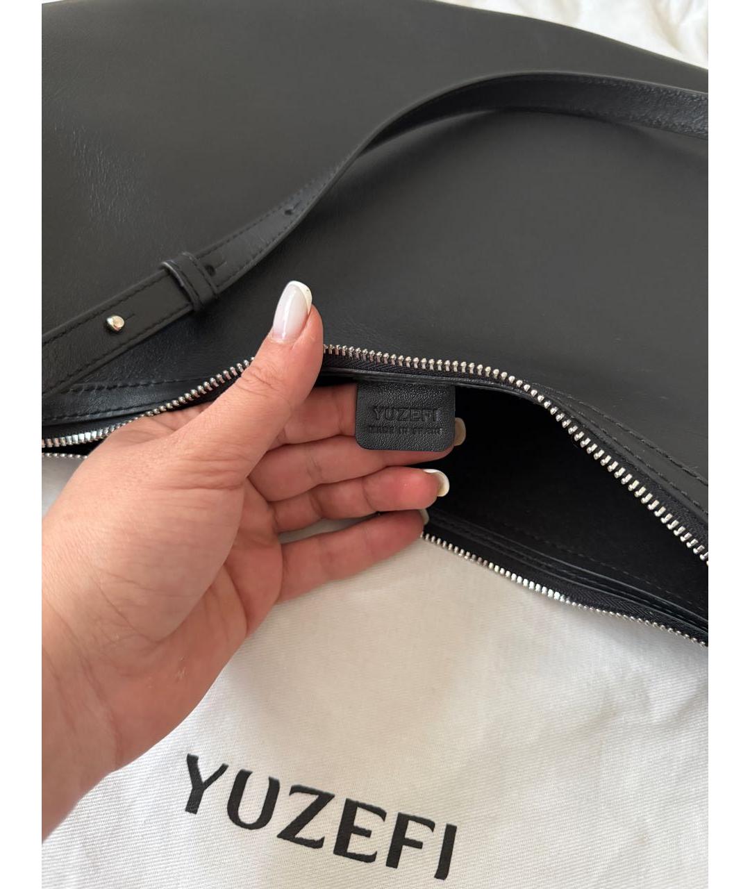 YUZEFI Черная кожаная сумка через плечо, фото 7