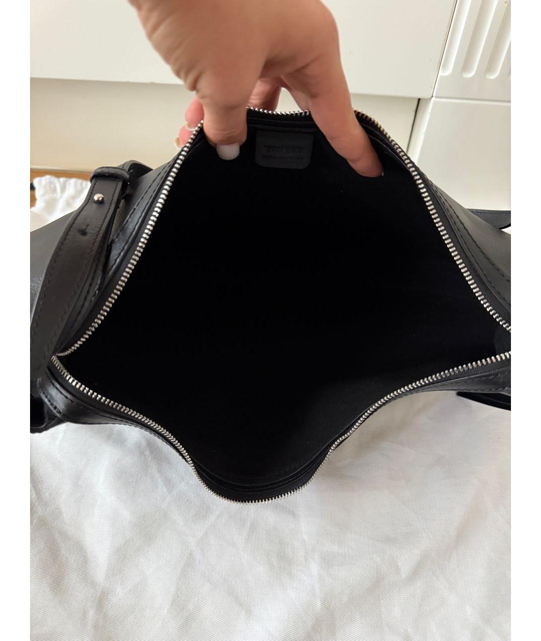 YUZEFI Черная кожаная сумка через плечо, фото 4