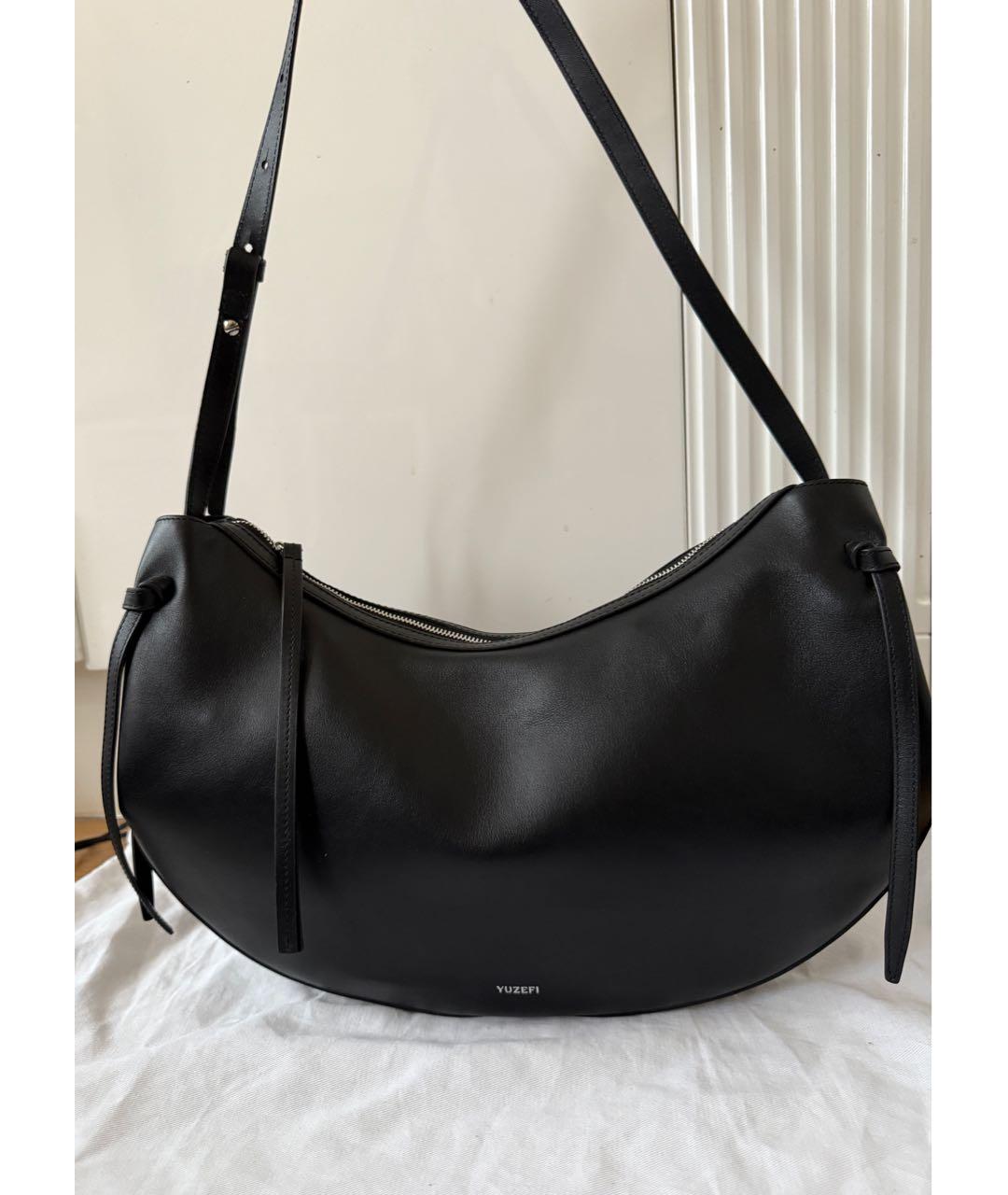 YUZEFI Черная кожаная сумка через плечо, фото 6