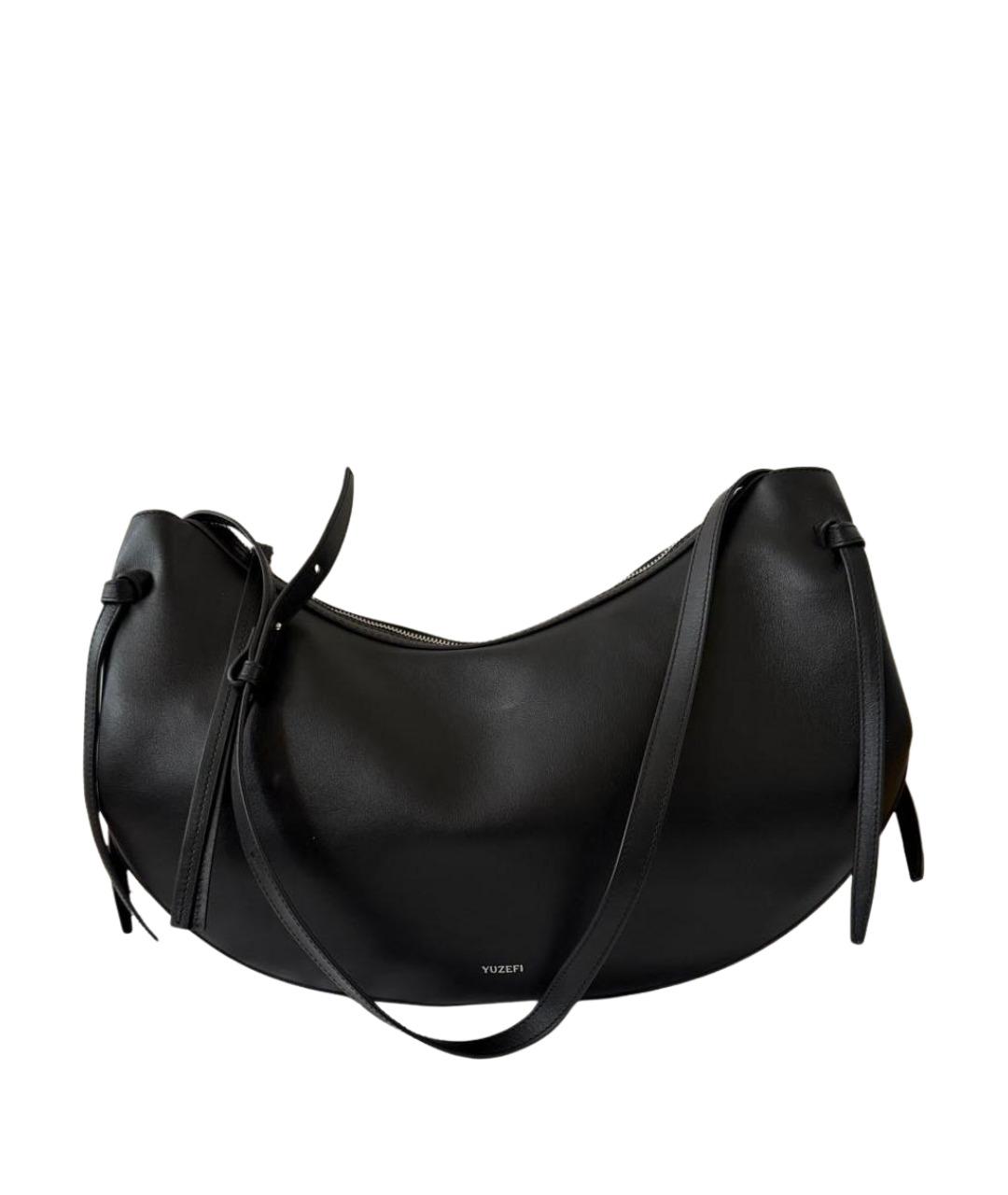 YUZEFI Черная кожаная сумка через плечо, фото 1