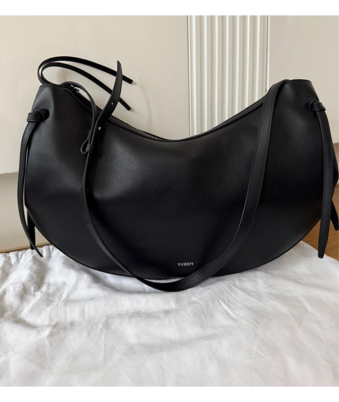 YUZEFI Черная кожаная сумка через плечо, фото 2