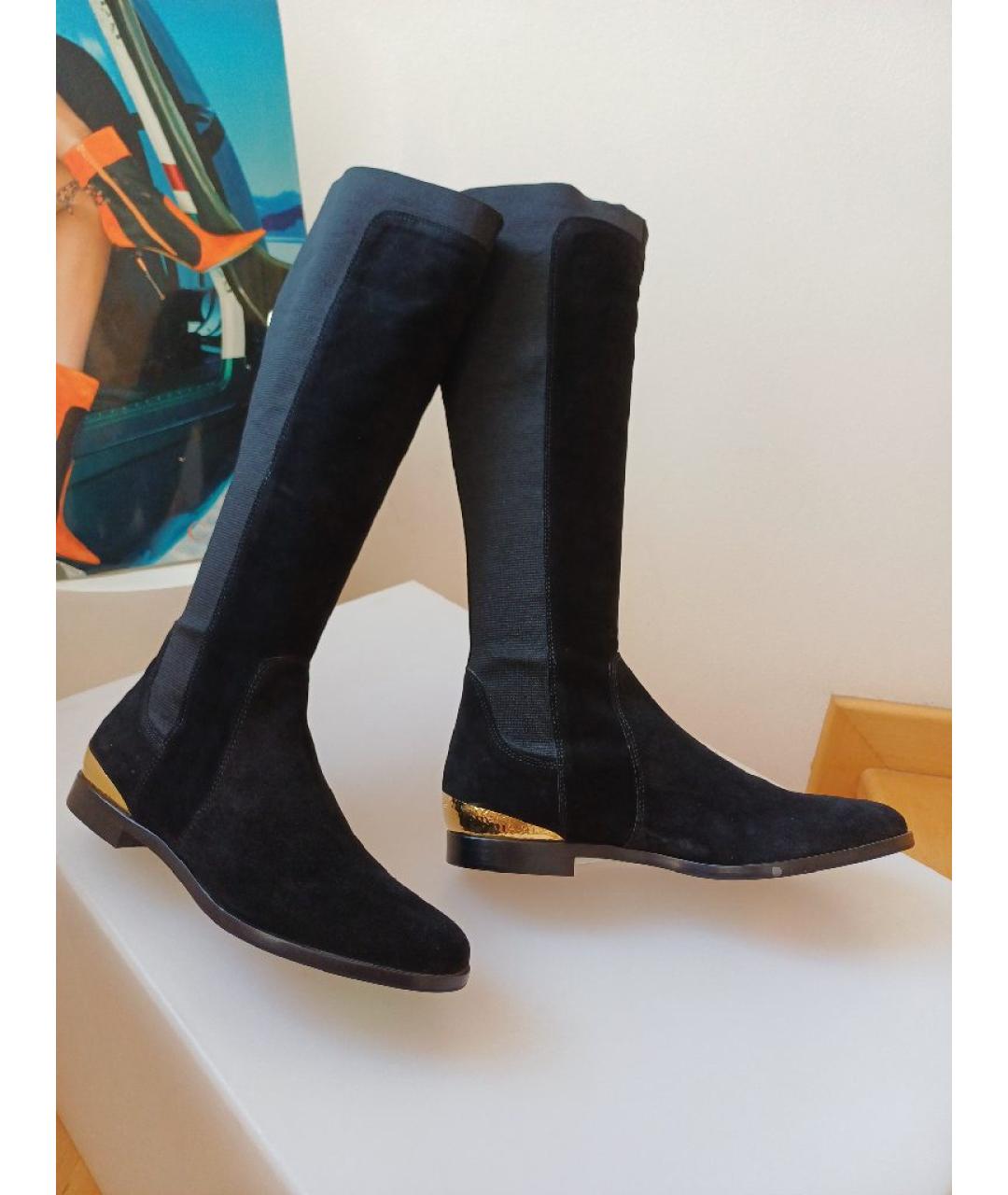 SERGIO ROSSI Черные замшевые сапоги, фото 5