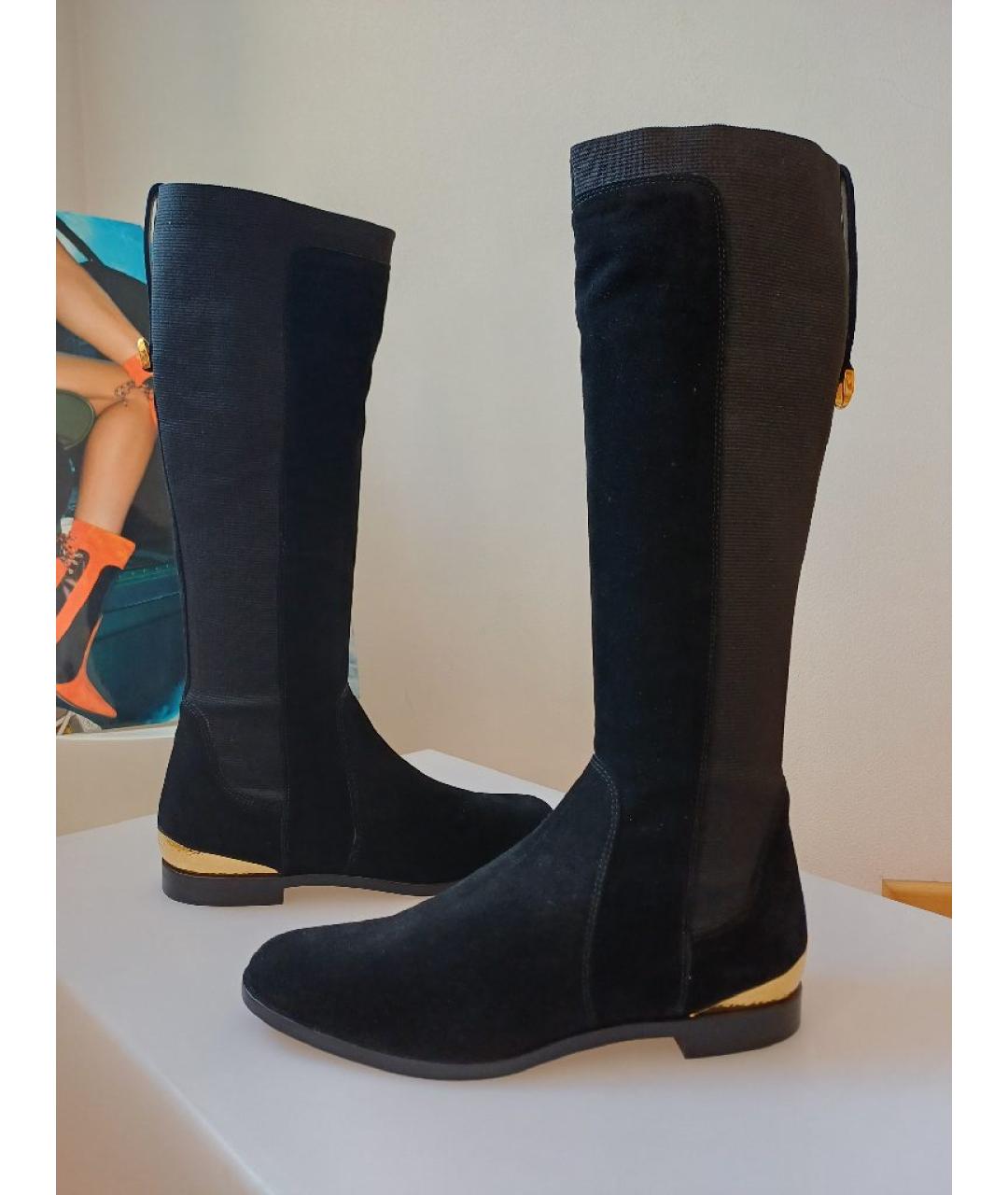 SERGIO ROSSI Черные замшевые сапоги, фото 3