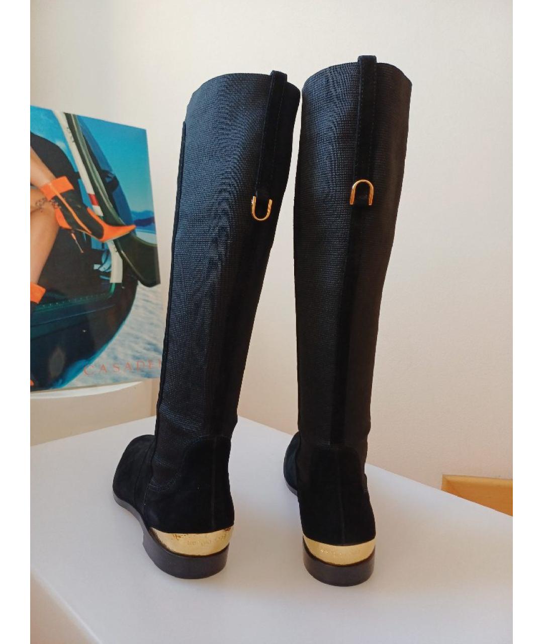 SERGIO ROSSI Черные замшевые сапоги, фото 7