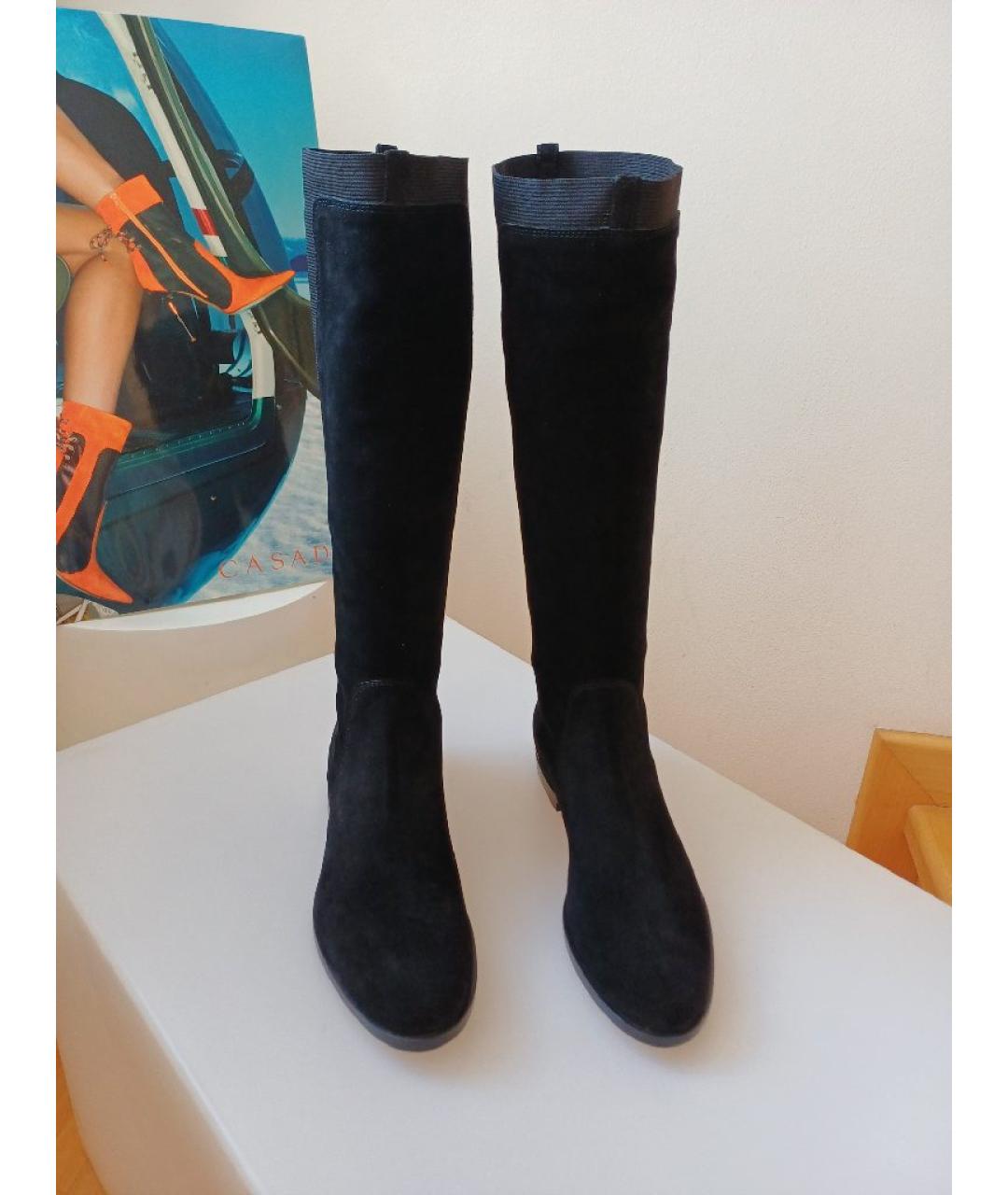 SERGIO ROSSI Черные замшевые сапоги, фото 6