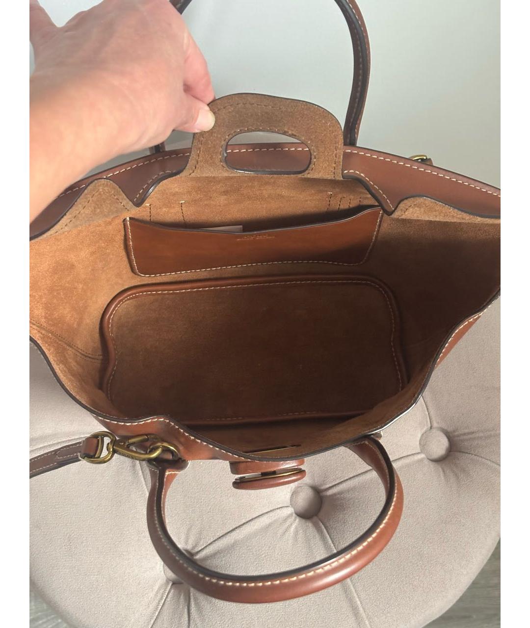 POLO RALPH LAUREN Коричневая кожаная сумка через плечо, фото 6