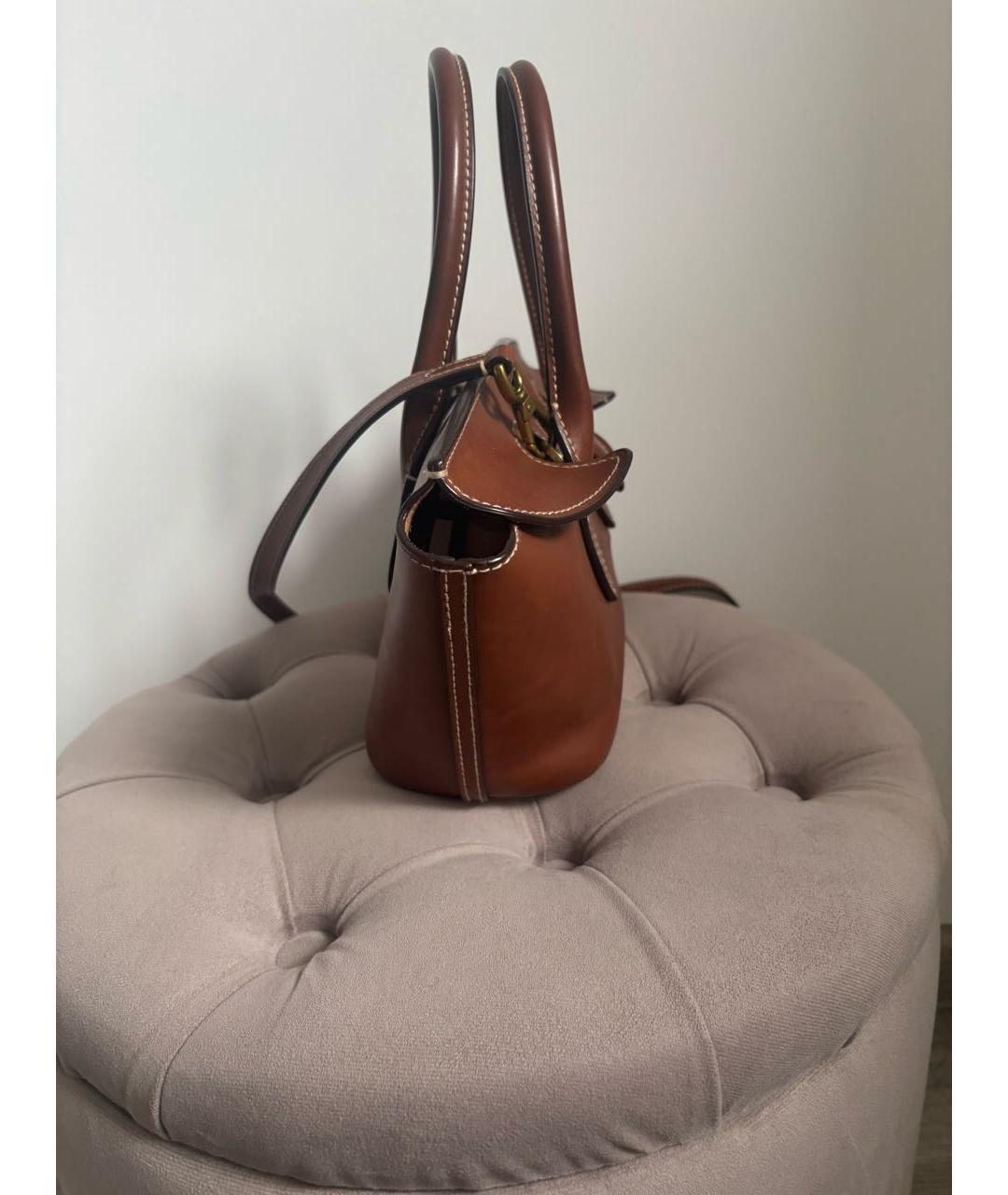 POLO RALPH LAUREN Коричневая кожаная сумка через плечо, фото 3