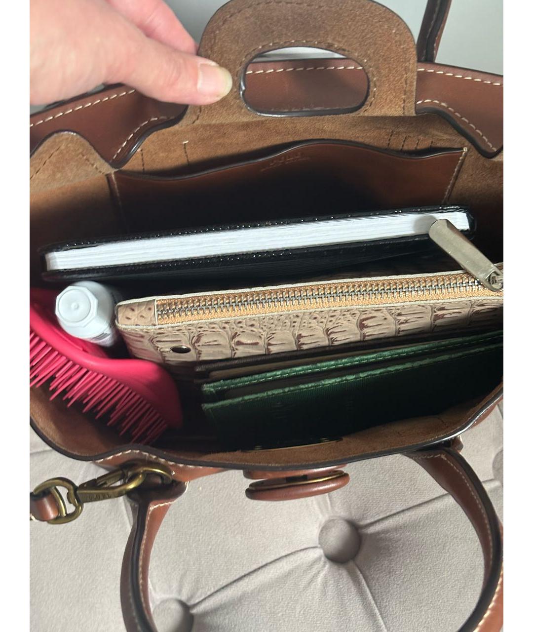 POLO RALPH LAUREN Коричневая кожаная сумка через плечо, фото 7