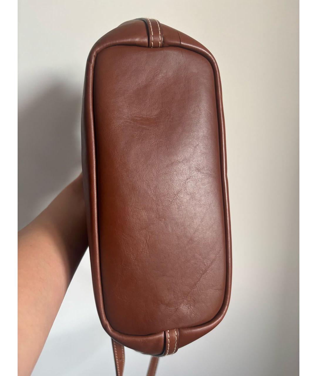 POLO RALPH LAUREN Коричневая кожаная сумка через плечо, фото 4