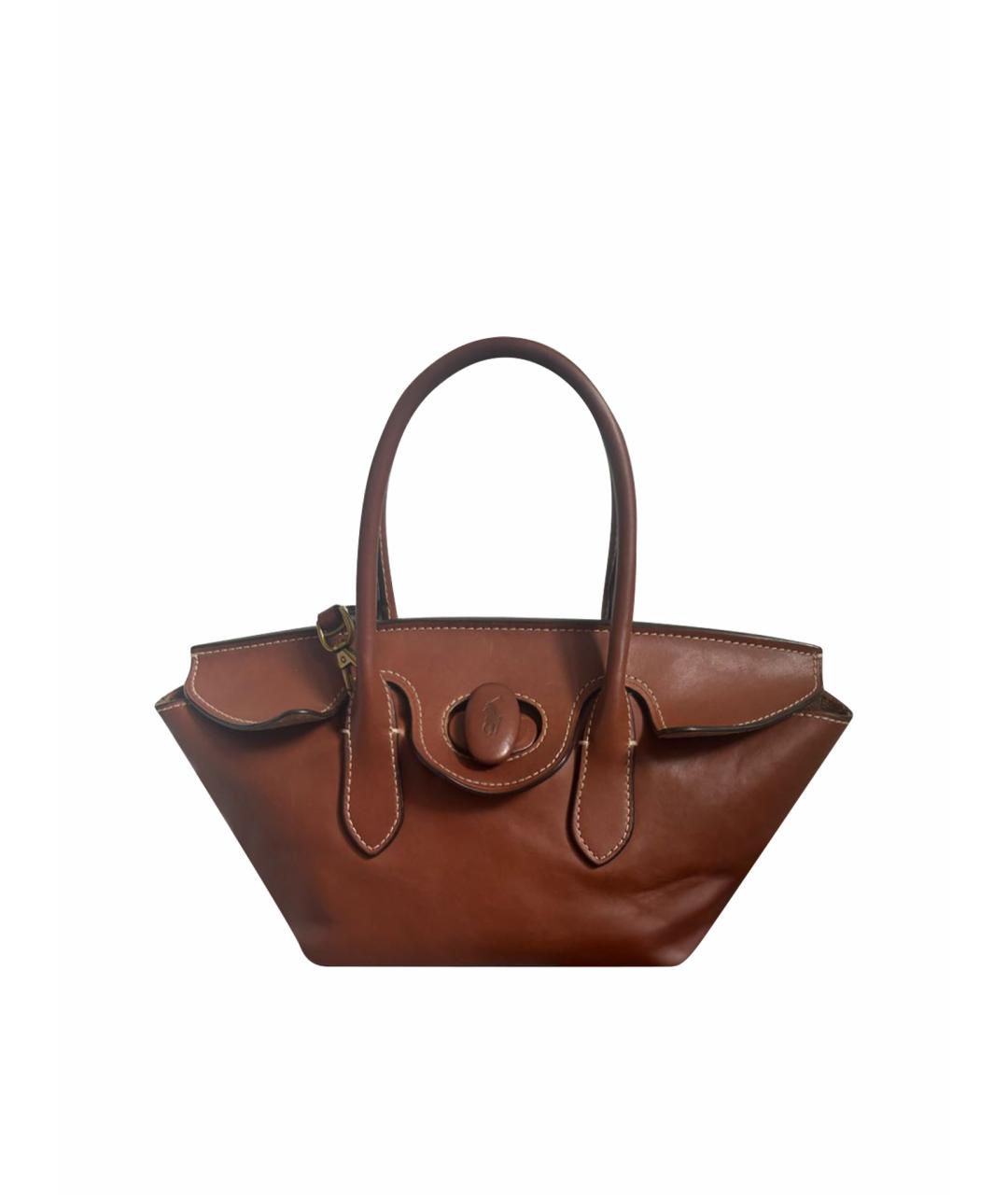 POLO RALPH LAUREN Коричневая кожаная сумка через плечо, фото 1