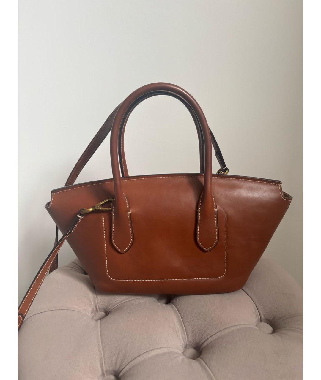 POLO RALPH LAUREN Коричневая кожаная сумка через плечо, фото 2