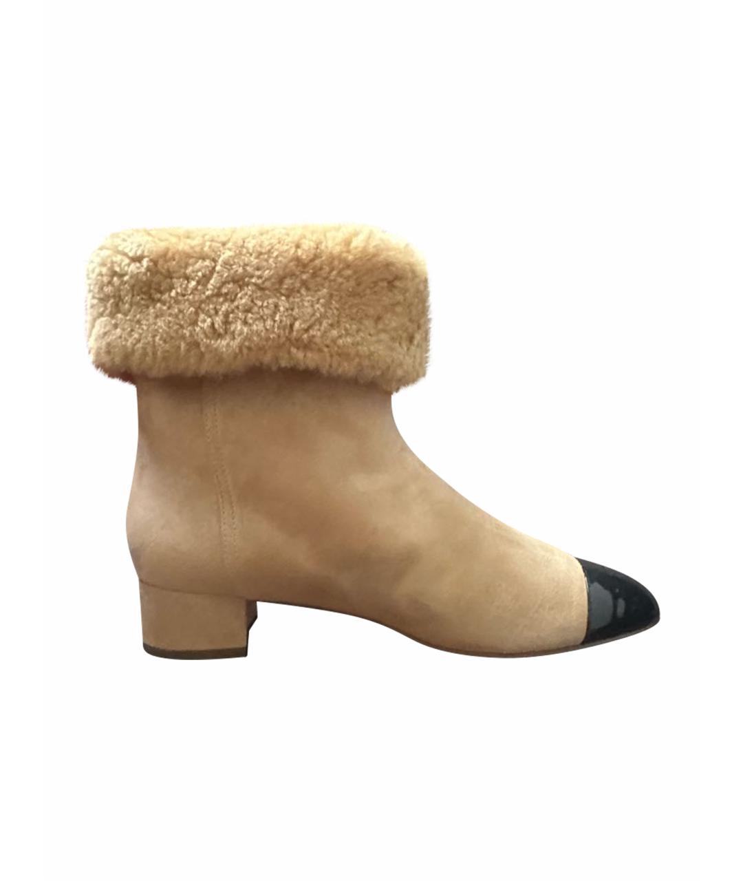 CHANEL Бежевые замшевые полусапоги, фото 1